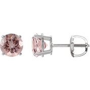 14K White 6 mm Natural Pink Morganite Stud Earrings