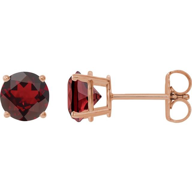 14K Rose Gold 7 mm Natural Mozambique Garnet Stud Earrings - Elegant Jewelry by Your Brand