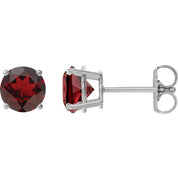 Sterling Silver 8 mm Natural Mozambique Garnet Stud Earrings
