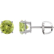 Sterling Silver 6 mm Natural Peridot Stud Earrings