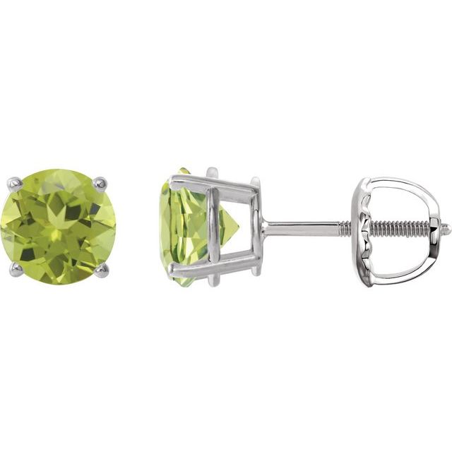 Sterling Silver 7 mm Natural Peridot Stud Earrings