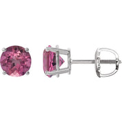 Sterling Silver 6 mm Natural Pink Tourmaline Stud Earrings