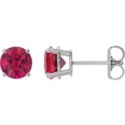 Sterling Silver 7 mm Lab-Grown Ruby Stud Earrings