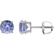 Sterling Silver 7 mm Natural Tanzanite Stud Earrings