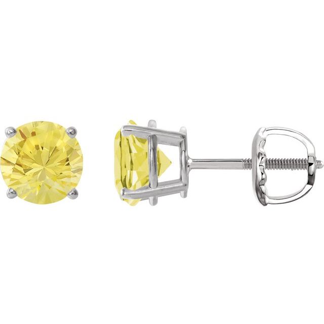 Sterling Silver 8 mm Lab-Grown Yellow Sapphire Stud Earrings