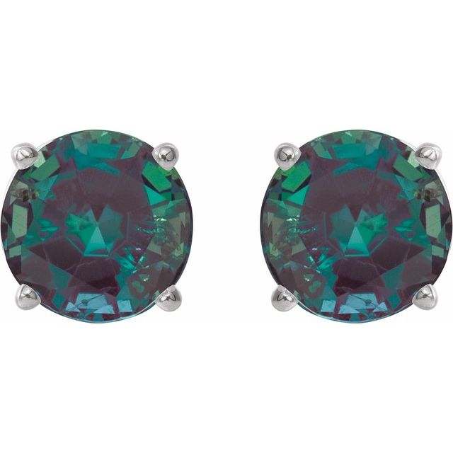 Sterling Silver 8 mm Lab-Grown Alexandrite Stud Earrings
