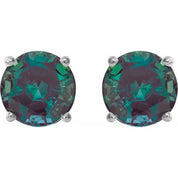 14K White 8 mm Lab-Grown Alexandrite Stud Earrings
