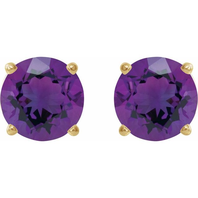 14K Yellow 5 mm Natural Amethyst Stud Earrings