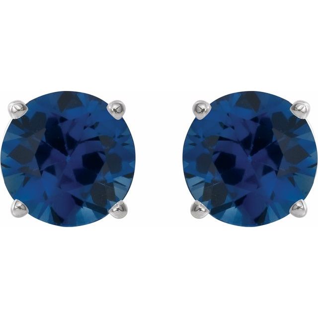 Sterling Silver 6 mm Lab-Grown Blue Sapphire Stud Earrings