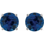 14K White 6 mm Lab-Grown Blue Sapphire Stud Earrings