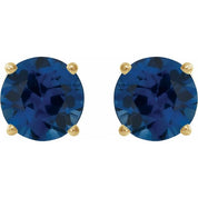 14K Yellow 5 mm Natural Blue Sapphire Stud Earrings