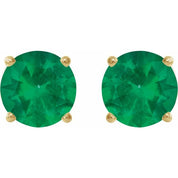 14K Yellow 5 mm Natural Emerald Stud Earrings
