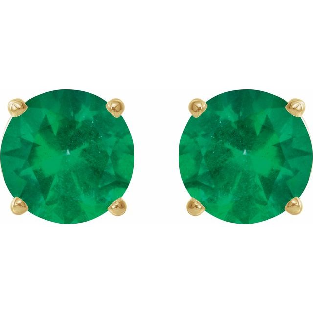 14K Yellow 5 mm Natural Emerald Stud Earrings