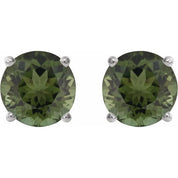 Sterling Silver 6 mm Natural Green Tourmaline Stud Earrings