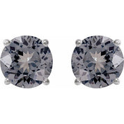 Sterling Silver 6 mm Natural Gray Spinel Stud Earrings