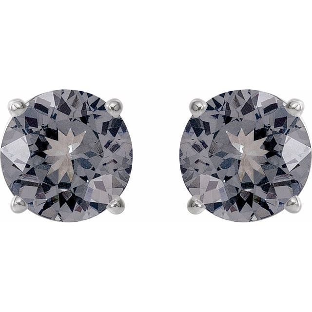Sterling Silver 6 mm Natural Gray Spinel Stud Earrings