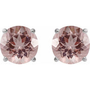14K White 6 mm Natural Pink Morganite Stud Earrings