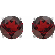 14K White 8 mm Natural Mozambique Garnet Stud Earrings