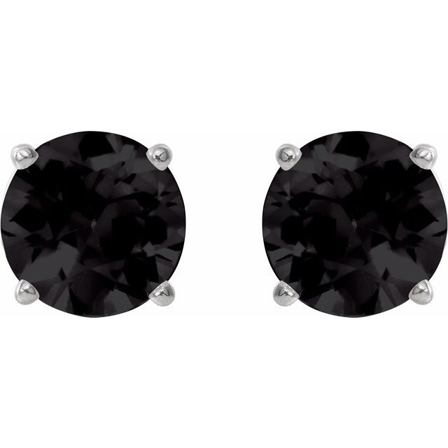Sterling Silver 6 mm Natural Black Onyx Stud Earrings