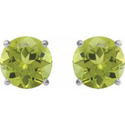 14K White 7 mm Natural Peridot Stud Earrings