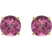 14K Yellow 5 mm Natural Pink Tourmaline Stud Earrings