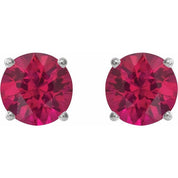 14K White 6 mm Lab-Grown Ruby Stud Earrings