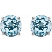 Sterling Silver 6 mm Natural Sky Blue Topaz Stud Earrings
