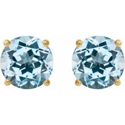 14K Yellow 5 mm Natural Sky Blue Topaz Stud Earrings