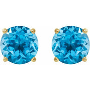 14K Yellow 5 mm Natural Swiss Blue Topaz Stud Earrings