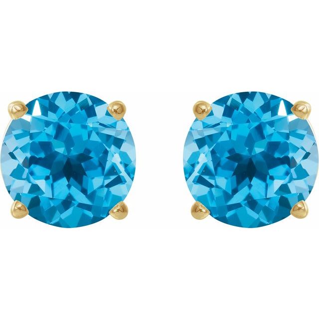 14K Yellow 5 mm Natural Swiss Blue Topaz Stud Earrings