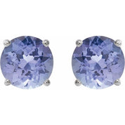 14K White 7 mm Natural Tanzanite Stud Earrings