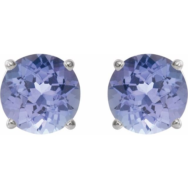 14K White 7 mm Natural Tanzanite Stud Earrings