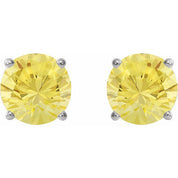 14K White 8 mm Lab-Grown Yellow Sapphire Stud Earrings