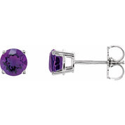 14K White 5 mm Natural Amethyst Stud Earrings