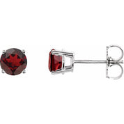 14K White 5 mm Natural Mozambique Garnet Stud Earrings