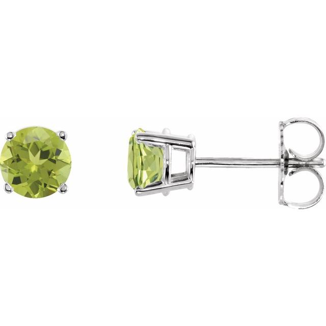 14K White 5 mm Natural Peridot Stud Earrings