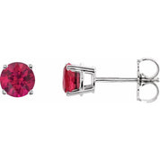 14K White 5 mm Natural Ruby Stud Earrings