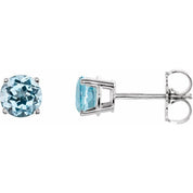14K White 5 mm Natural Sky Blue Topaz Stud Earrings