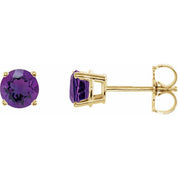 14K Yellow 5 mm Natural Amethyst Stud Earrings