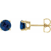 14K Yellow 5 mm Natural Blue Sapphire Stud Earrings