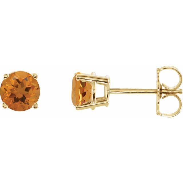 14K Yellow 5 mm Natural Citrine Stud Earrings