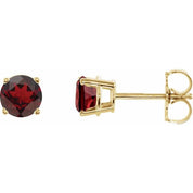 14K Yellow 5 mm Natural Mozambique Garnet Stud Earrings