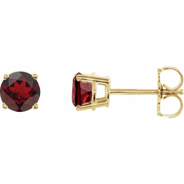 14K Yellow 5 mm Natural Mozambique Garnet Stud Earrings