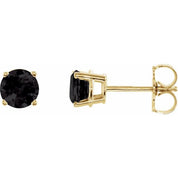 14K Yellow 5 mm Natural Black Onyx Stud Earrings