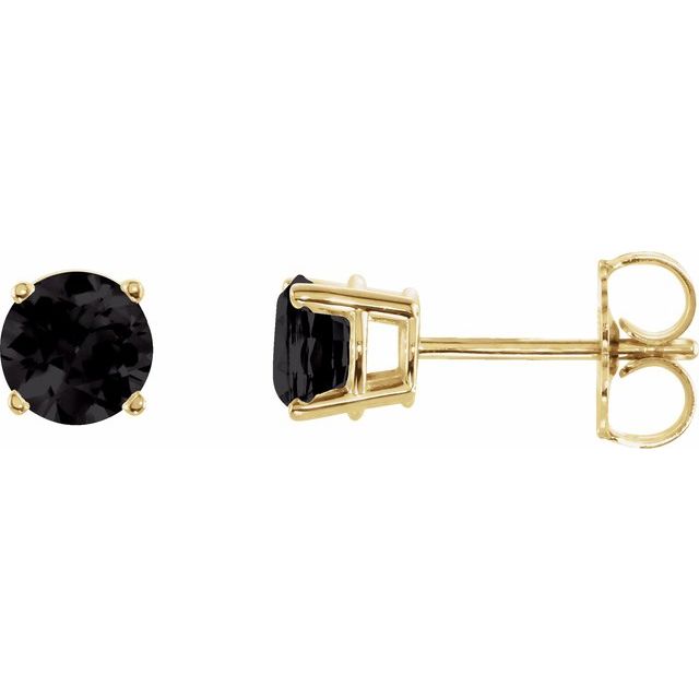 14K Yellow 5 mm Natural Black Onyx Stud Earrings