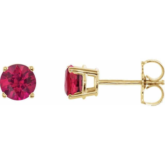 14K Yellow 5 mm Natural Ruby Stud Earrings