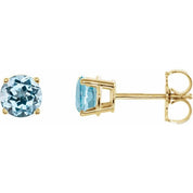 14K Yellow 5 mm Natural Sky Blue Topaz Stud Earrings