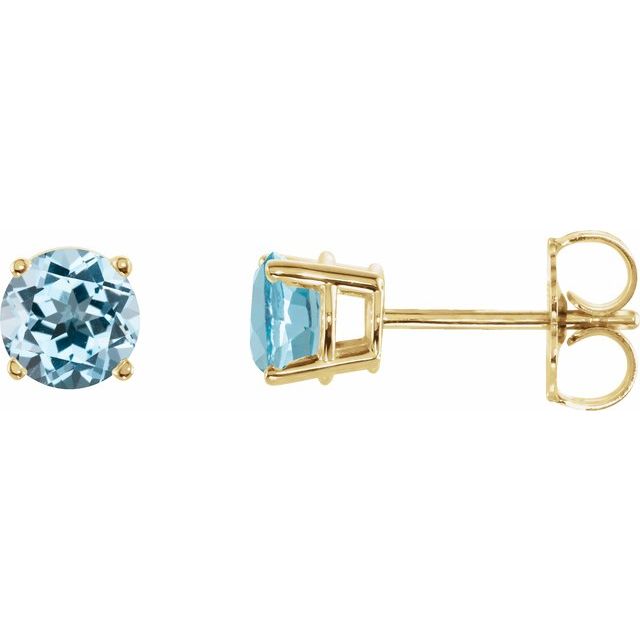 14K Yellow 5 mm Natural Sky Blue Topaz Stud Earrings