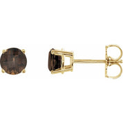 14K Yellow 5 mm Natural Smoky Quartz Stud Earrings