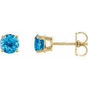 14K Yellow 5 mm Natural Swiss Blue Topaz Stud Earrings